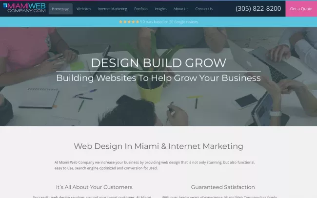 Screenshot of the Miami Web Company Website