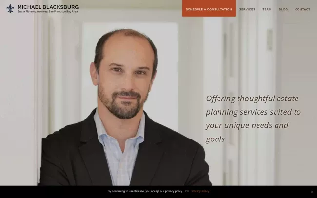Screenshot of the Michael Blacksburg Law Website