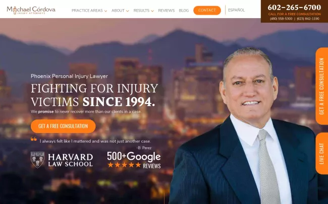 Screenshot of the Michael Cordova Website