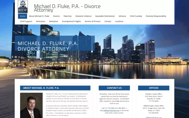 Screenshot of the Michael D. Fluke, P.A. Website