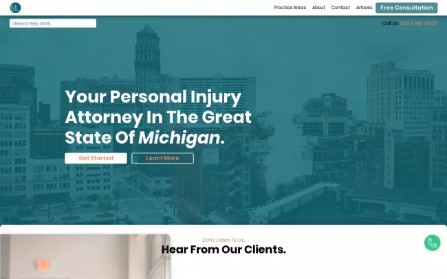 Screenshot of the MichiganLawsuit.com Website