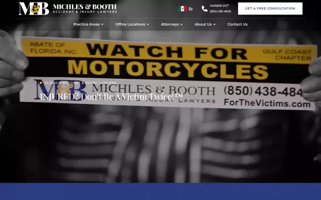 Screenshot of the Michles & Booth, P.A. Website