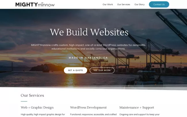Screenshot of the MIGHTYminnow Web Studio & School Website