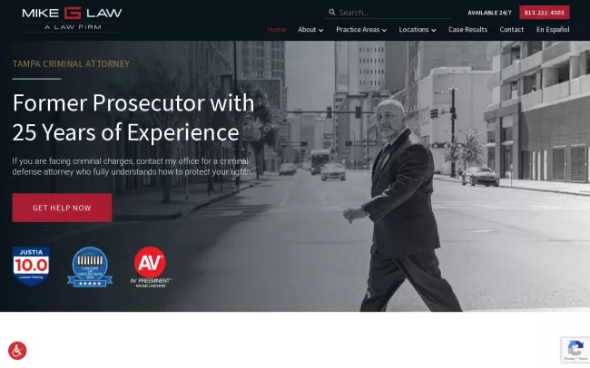 Screenshot of the Mike G Law Website