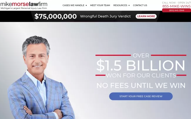 Screenshot of the Mike Morse Injury Law Firm Website