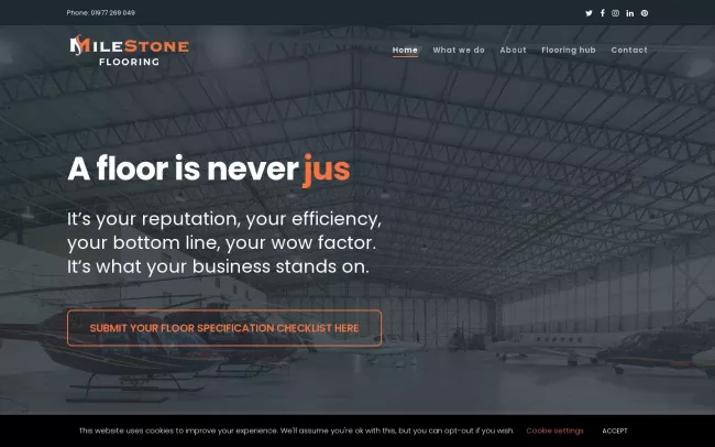 Screenshot of the Milestone Industrial Flooring Website