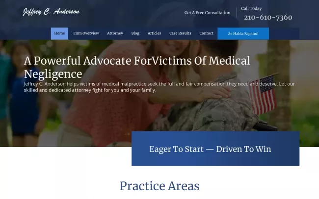 Screenshot of the Military Medical Malpractice Website