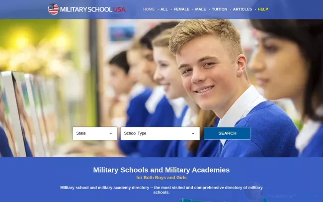 Screenshot of the Military School USA Website