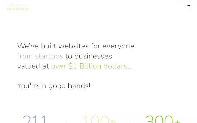 Screenshot of the Millennial Web Development Website