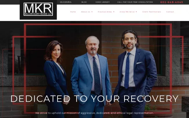 Screenshot of the Miller Kory Rowe Website