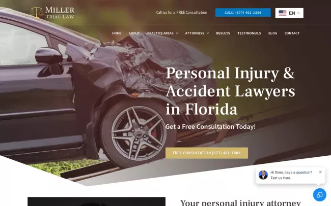 Screenshot of the Miller Trial Law Website