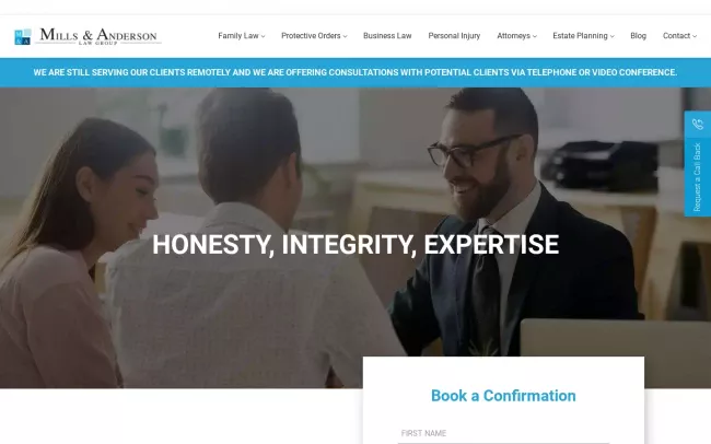 Screenshot of the Mills & Anderson Website