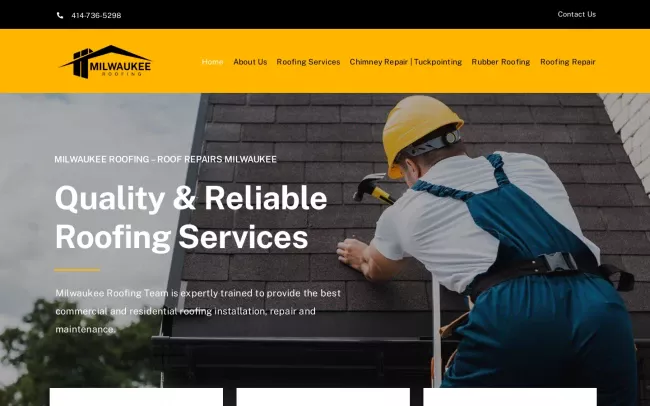 Screenshot of the Milwaukee Roofing Website