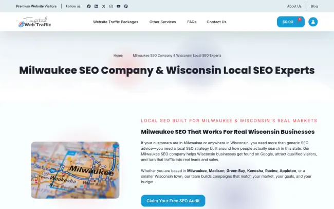 Screenshot of the Milwaukee SEO Company | Targeted Web Traffic & Web Design Website