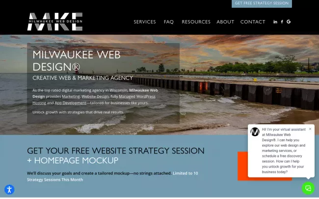 Screenshot of the Milwaukee Web Design Website
