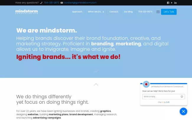 Screenshot of the Mindstorm Communications Group, Inc. Website