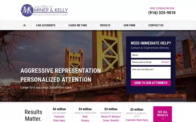 Screenshot of the Miner & Kelly, LLP Website