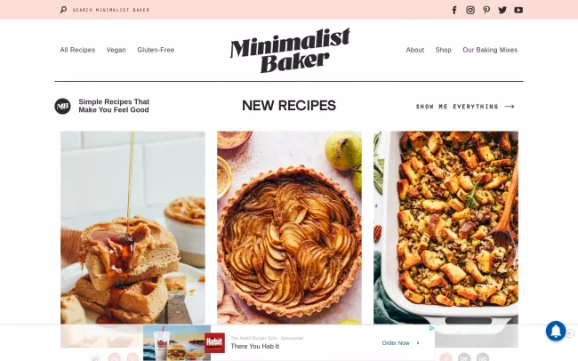 Screenshot of the Minimalist Baker Blog