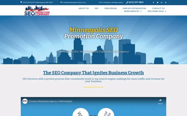 Screenshot of the Minneapolis SEO Promotion Company Website