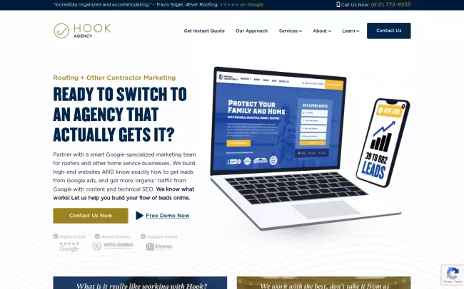 Screenshot of the Hook Agency Website