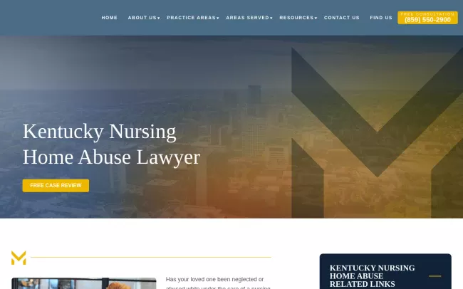 Screenshot of the Minner Vines Injury Lawyers, PLLC Website