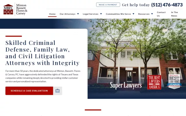 Screenshot of the Minton, Bassett, Flores & Carsey, P.C. Website