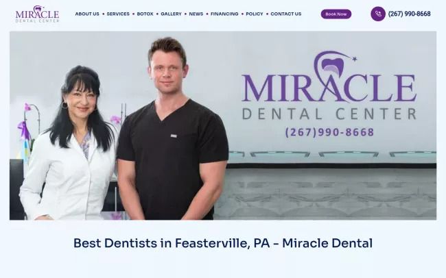 Screenshot of the Miracle Dental Center Website