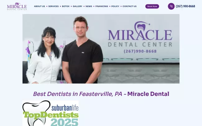 Screenshot of the Miracle Dental Center Website