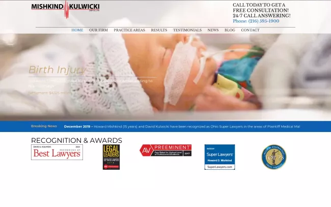 Screenshot of the Mishkind Kulwicki Law Co., L.P.A. Website