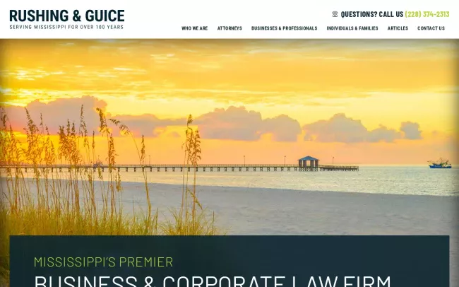 Screenshot of the Rushing & Guice, PLLC Website