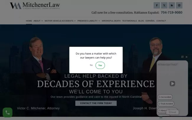 Screenshot of the Mitchener Law Firm Website