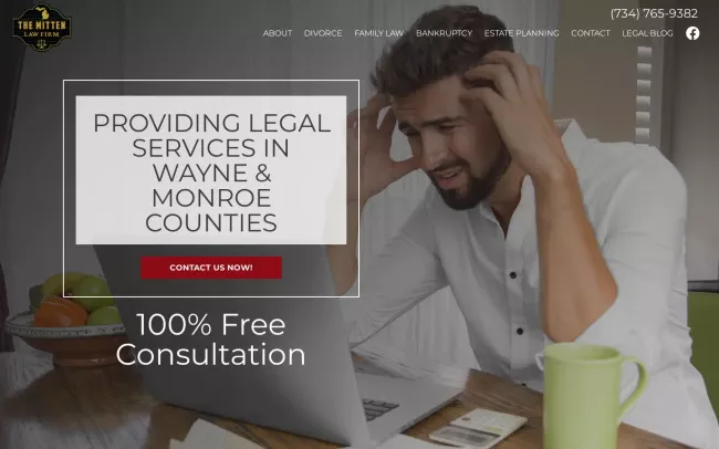 Screenshot of the The Mitten Law Firm, PLC Website