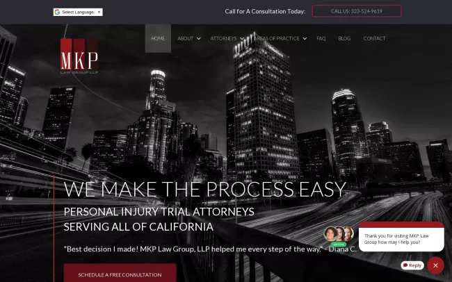 Screenshot of the MKP Law Group, LLP Website