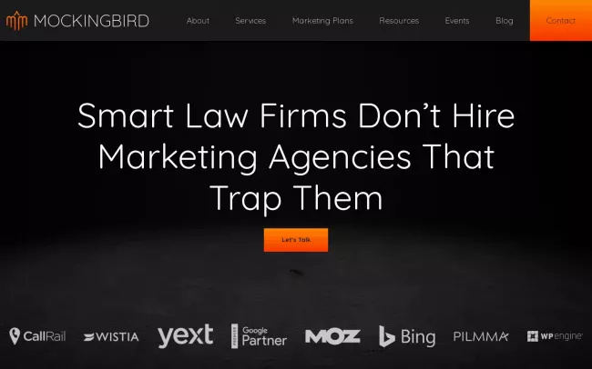 Screenshot of the Mockingbird Marketing Website