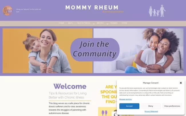 Screenshot of the Mommy Rheum Website