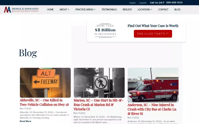 Screenshot of the Monge & Associates Blog