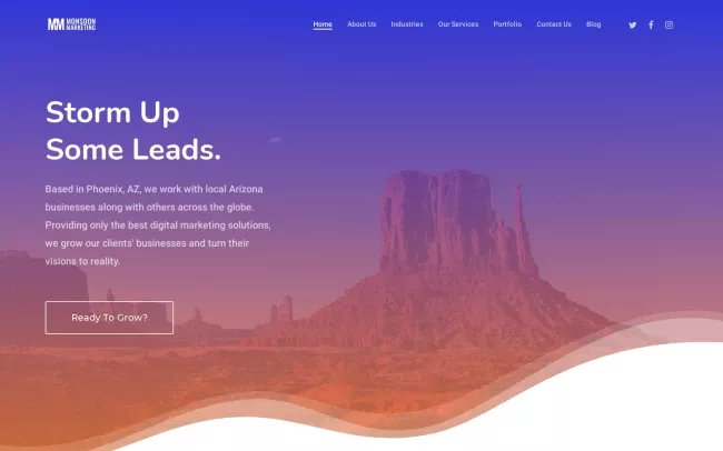 Screenshot of the Monsoon Marketing Website