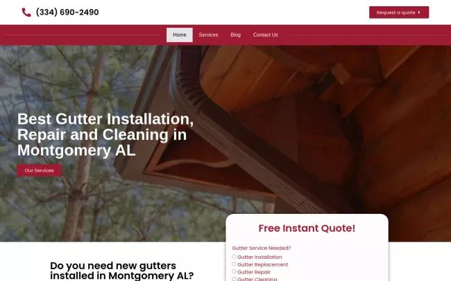 Screenshot of the Montgomery Gutters Website