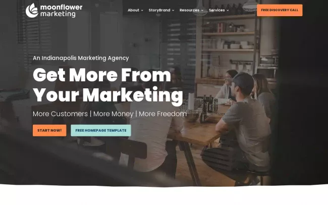 Screenshot of the Moonflower Marketing Website