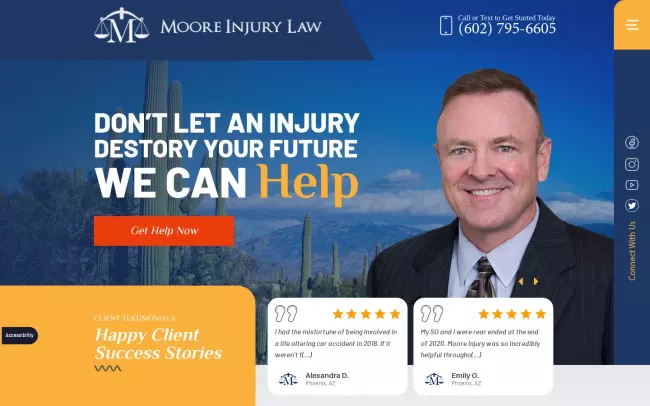 Screenshot of the Moore Injury Law Website