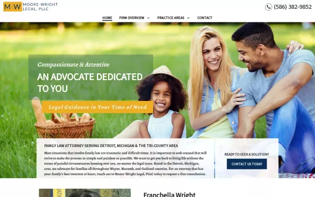 Screenshot of the Moore-Wright Legal, PLLC Website