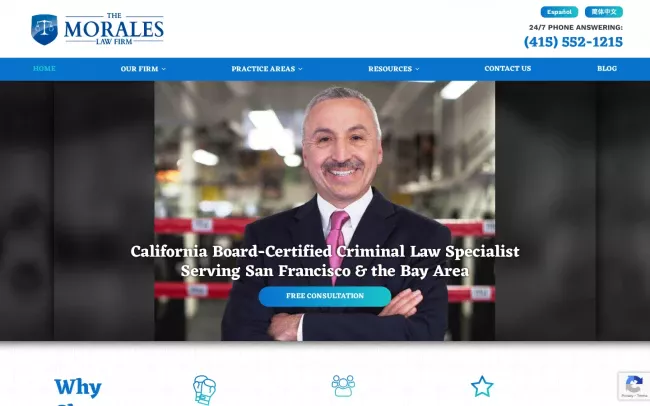 Screenshot of the Morales Law Firm Website