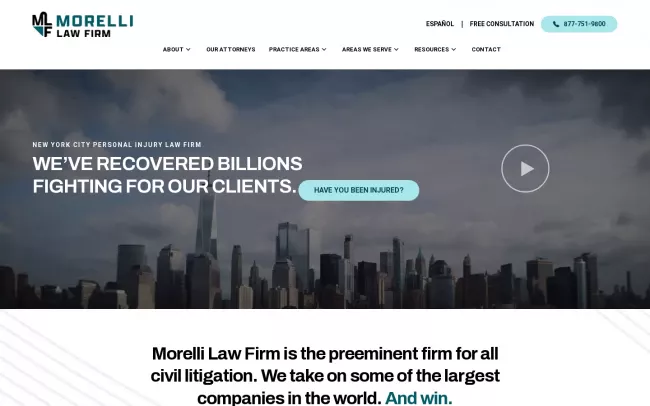 Screenshot of the Morelli Law Website