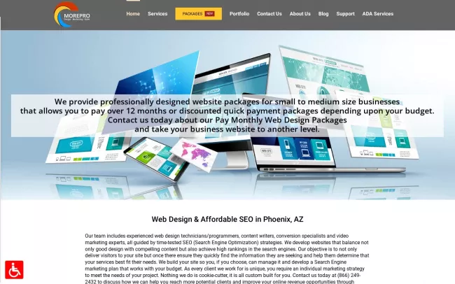 Screenshot of the MorePro Marketing Inc. Website