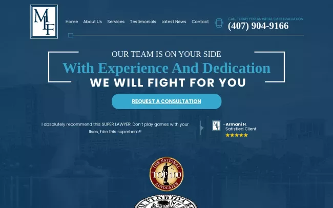 Screenshot of the Morey Law Firm, P.A. Website