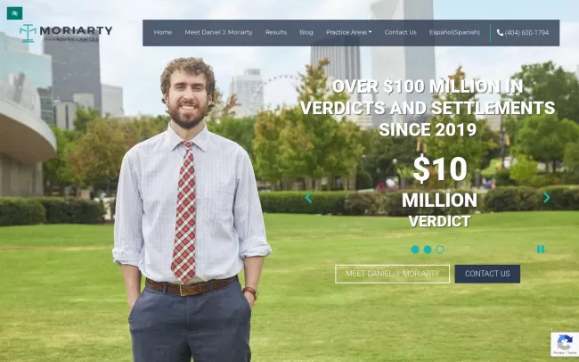 Screenshot of the Moriarty Injury Lawyer Website
