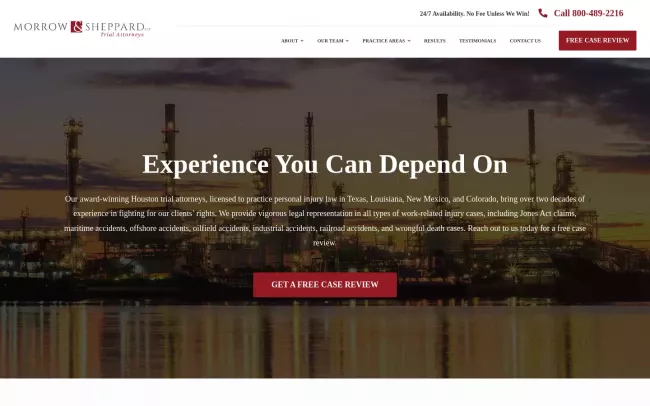Screenshot of the Morrow & Sheppard LLP Website