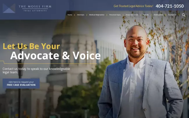 Screenshot of the The Moses Firm: Medical Malpractice Lawyers Website