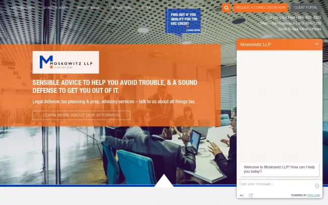Screenshot of the Moskowitz, LLP Website