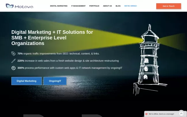 Screenshot of the Motava Website
